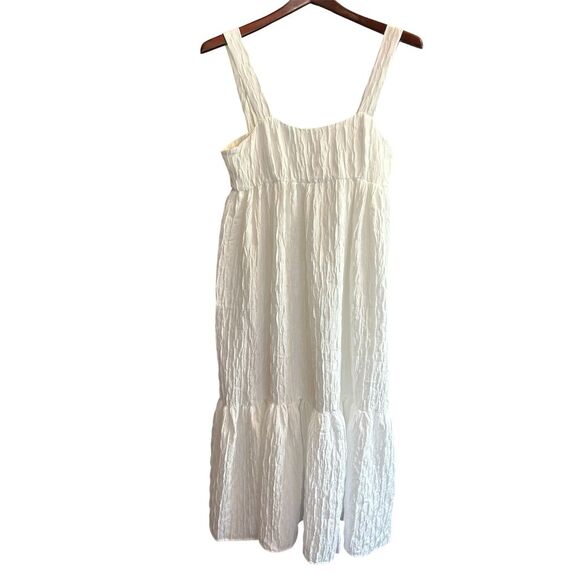 Zara Women's White Voluminous Textured Weave Midi Dress Size M - Picture 3 of 11